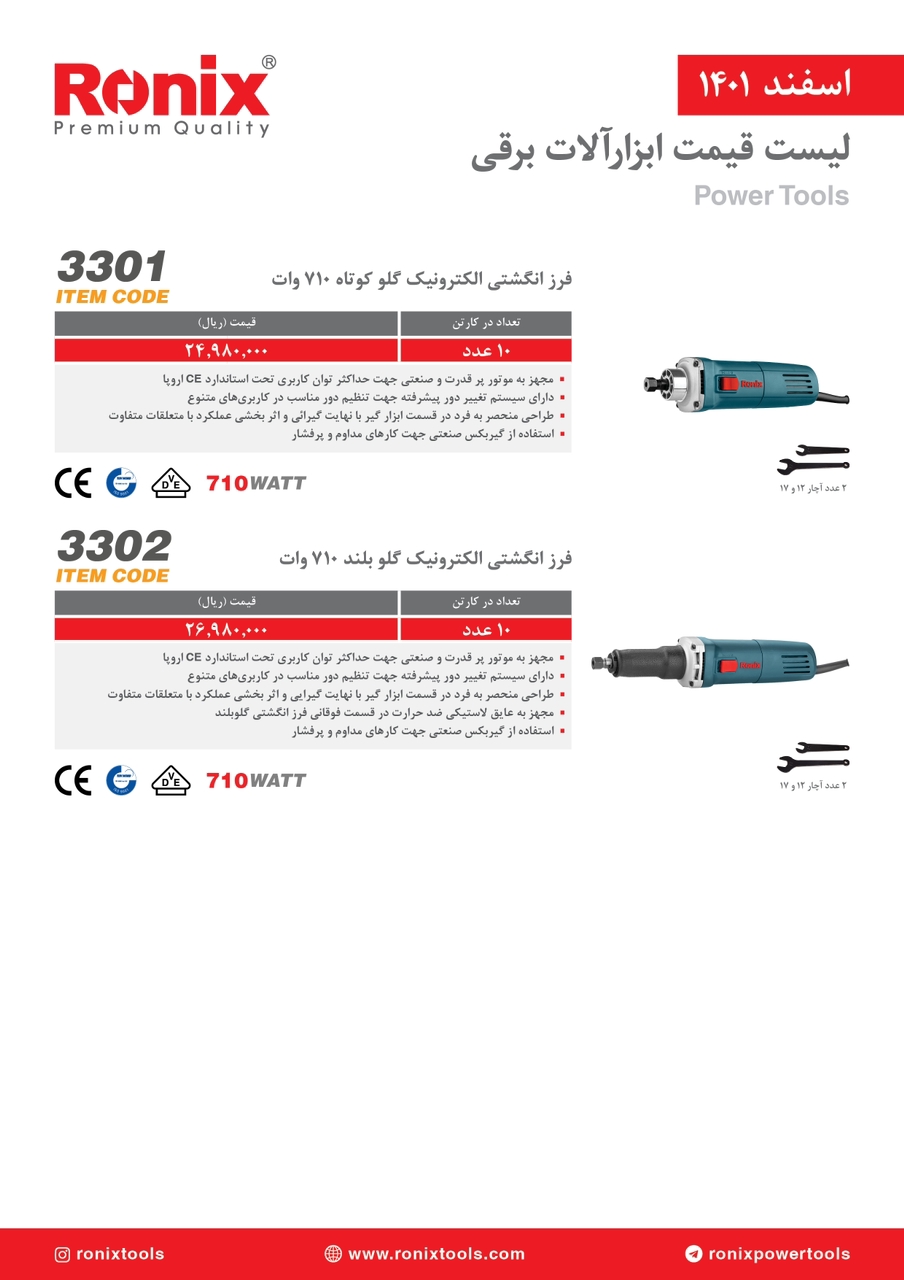 لیست قیمت اسفندماه ۱۴۰۱ رونیکس