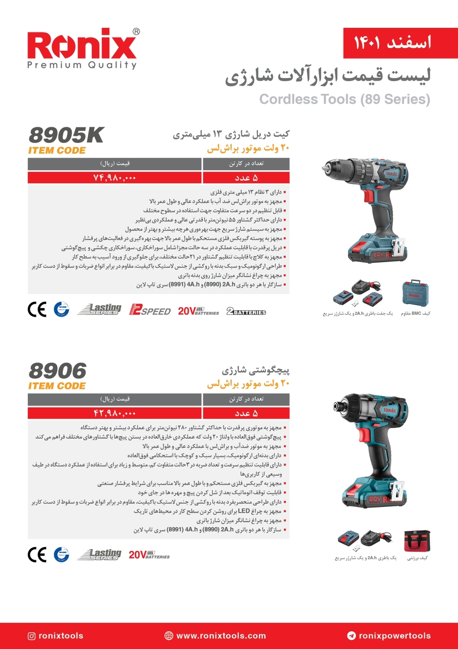 لیست قیمت اسفندماه ۱۴۰۱ رونیکس