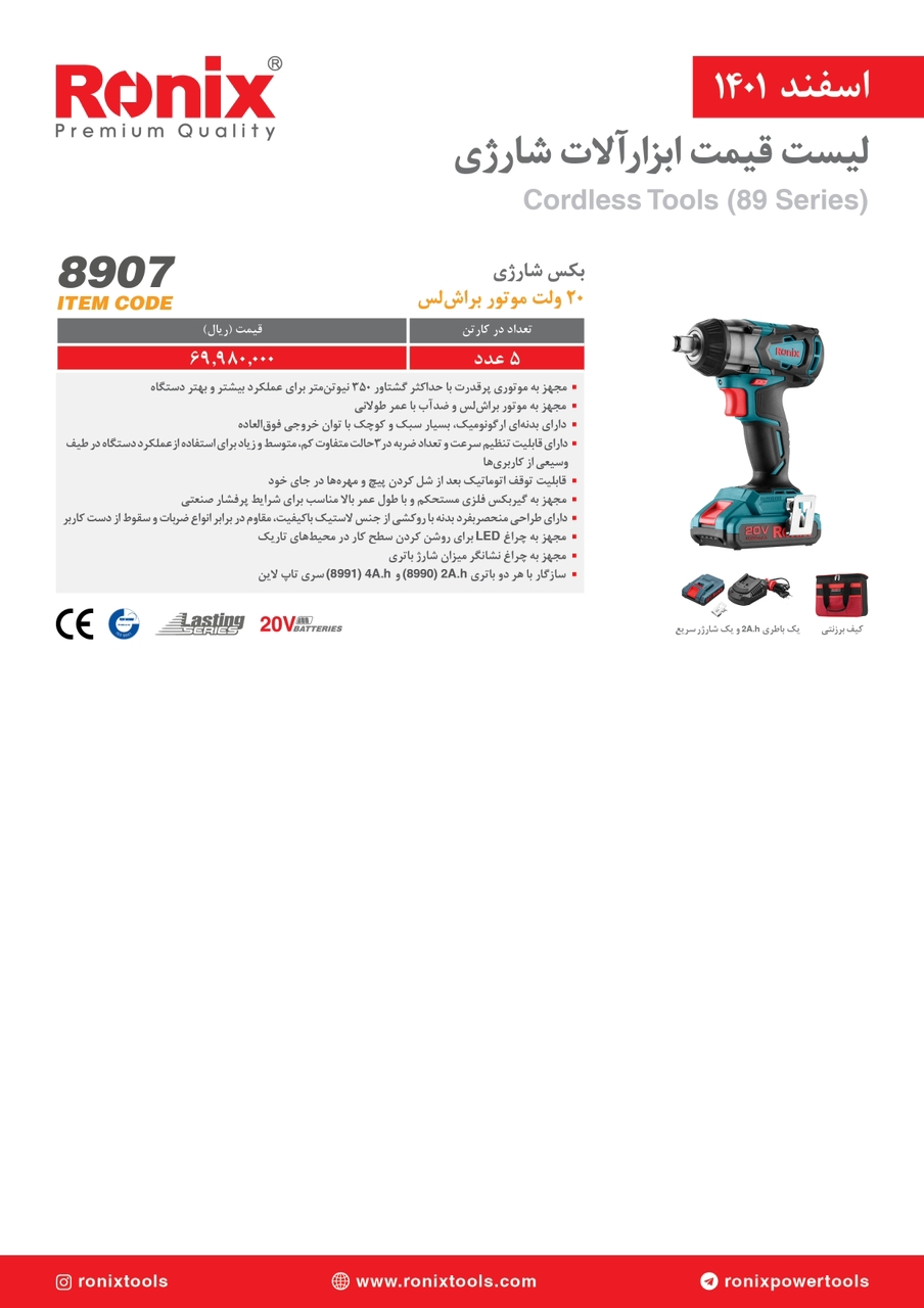 لیست قیمت اسفندماه ۱۴۰۱ رونیکس