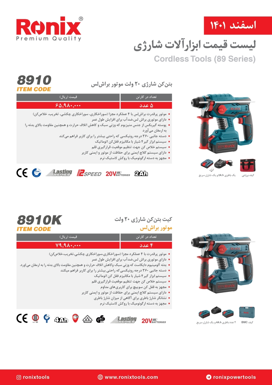 لیست قیمت اسفندماه ۱۴۰۱ رونیکس