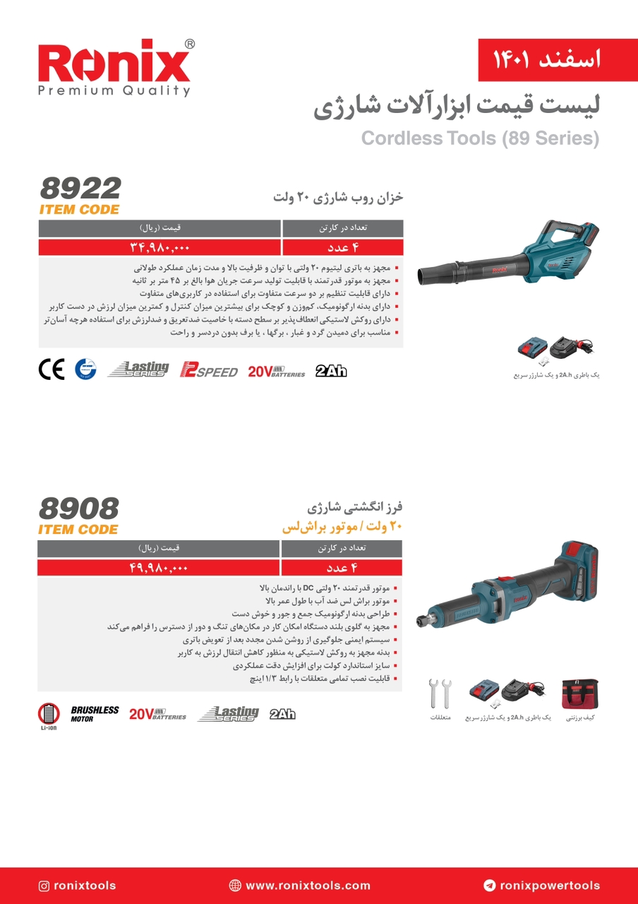 لیست قیمت اسفندماه ۱۴۰۱ رونیکس