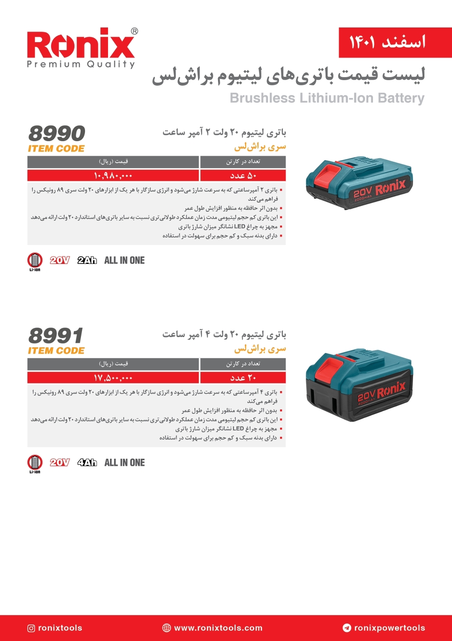 لیست قیمت اسفندماه ۱۴۰۱ رونیکس