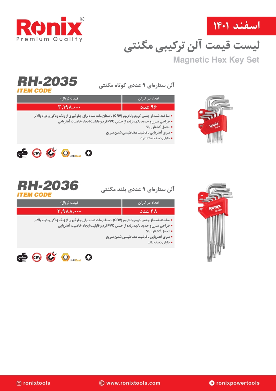 لیست قیمت اسفندماه ۱۴۰۱ رونیکس