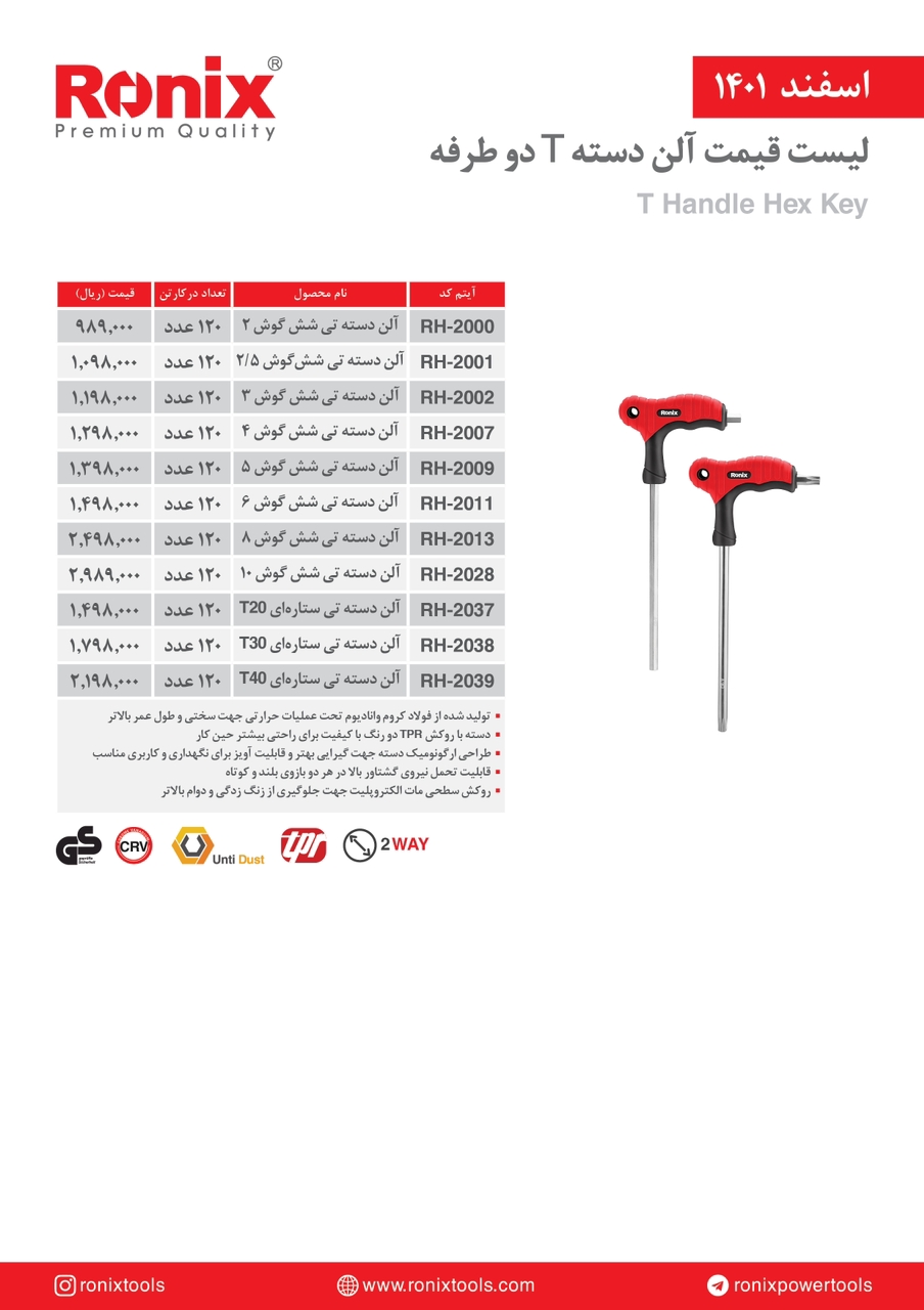 لیست قیمت اسفندماه ۱۴۰۱ رونیکس