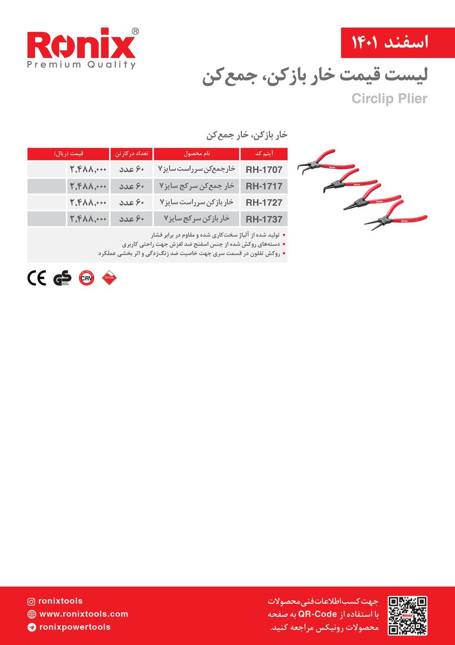 لیست قیمت اسفندماه ۱۴۰۱ رونیکس