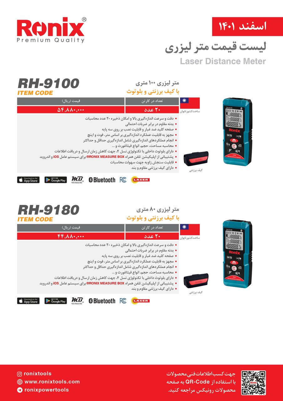 لیست قیمت اسفندماه ۱۴۰۱ رونیکس