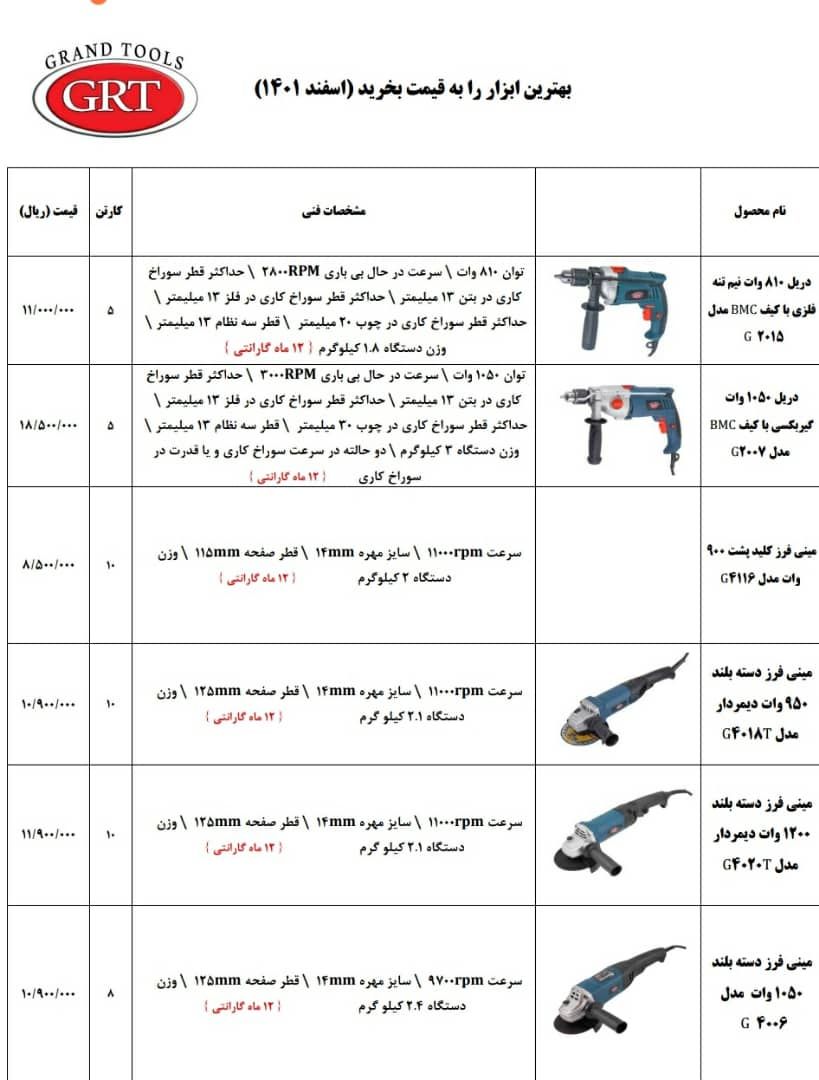 ️ لیست قیمت محصولات GRT ️با یکسال