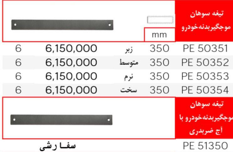 تیغه سوهان موجگیر بدنه خودرو برند ایران پتک