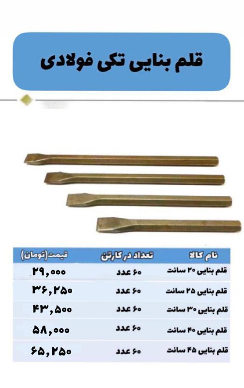 #پخش قلم بنایی فولادی 