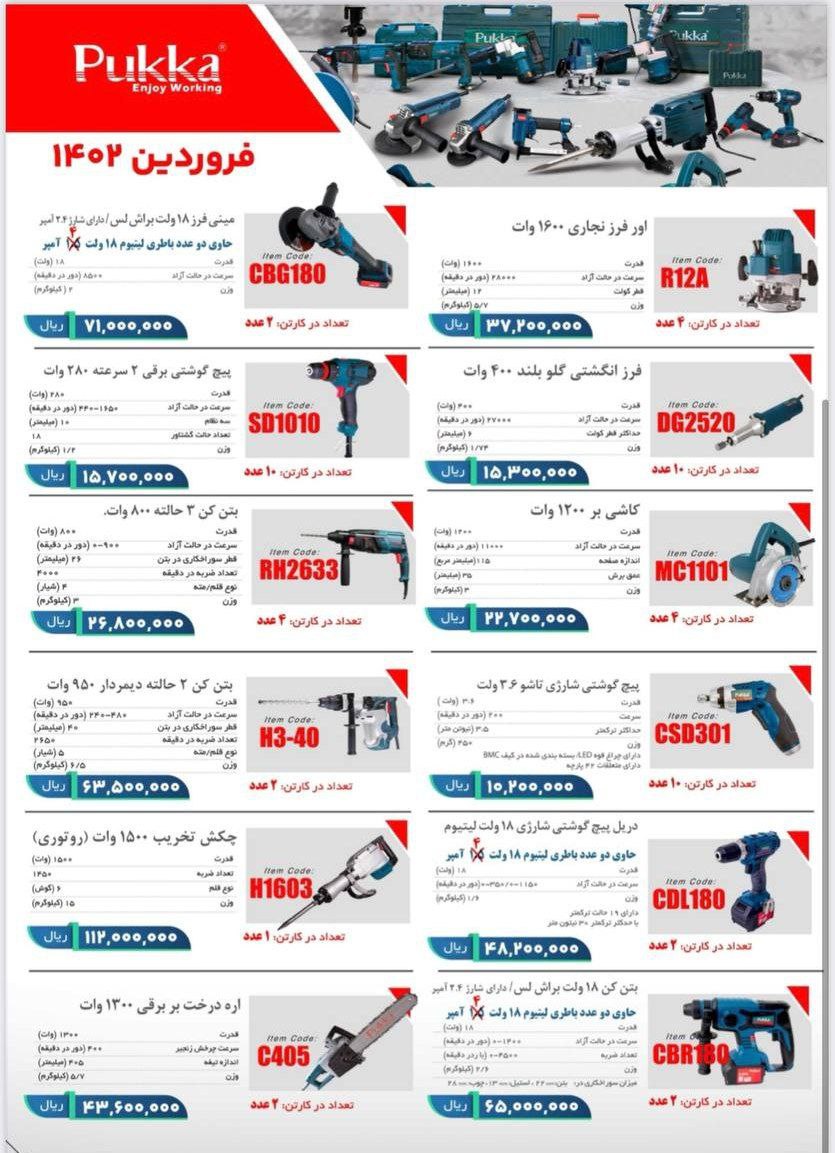 لیست محصولات پوکا