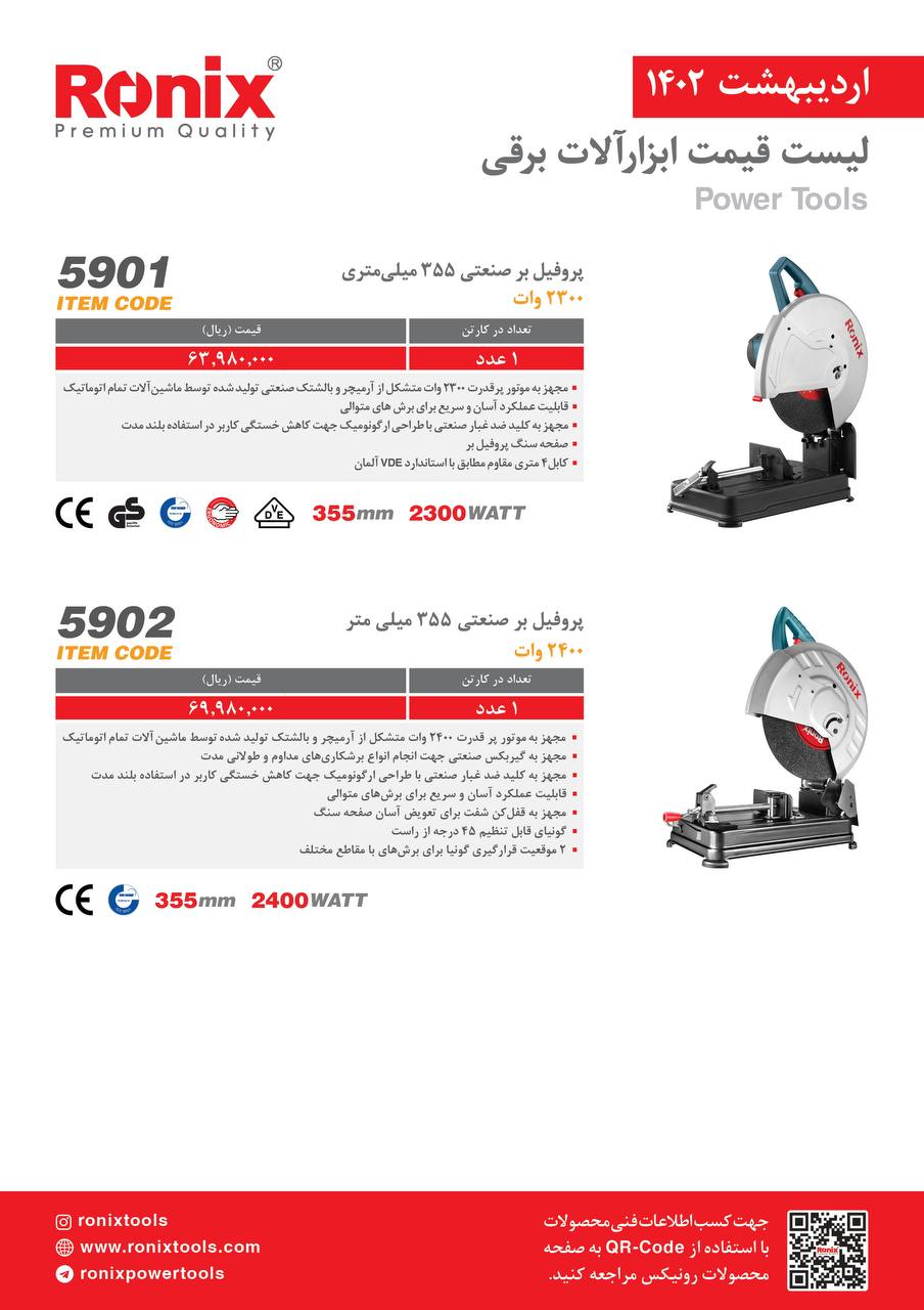 لیست قیمت اردیبهشت ماه ۱۴۰2 رونیکس 