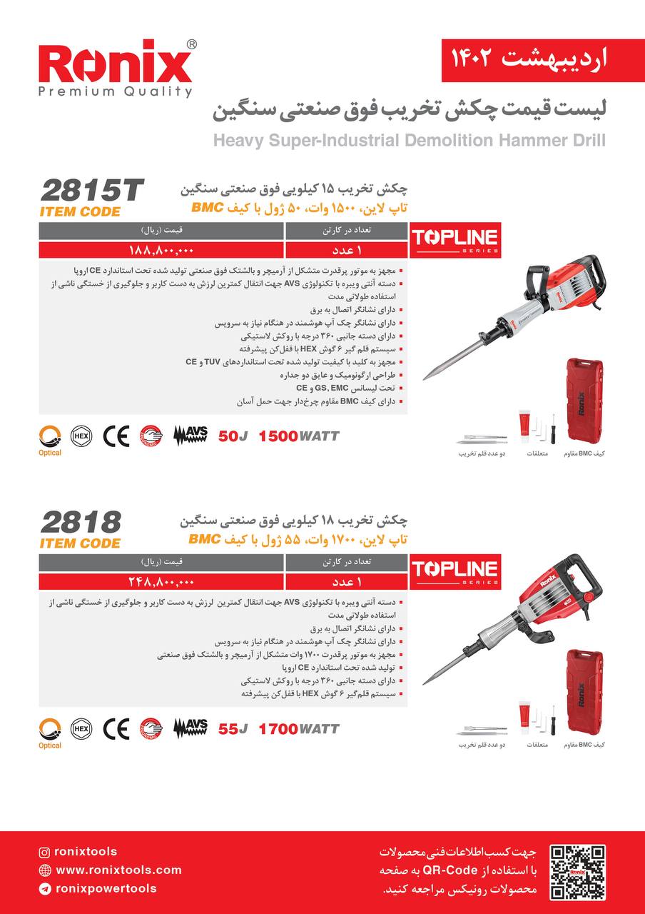 لیست قیمت اردیبهشت ماه ۱۴۰2 رونیکس 