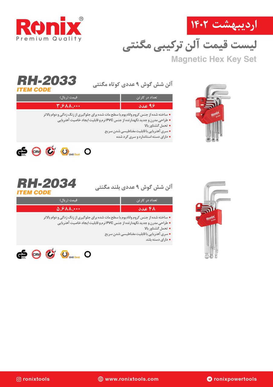 لیست قیمت اردیبهشت ماه ۱۴۰2 رونیکس 