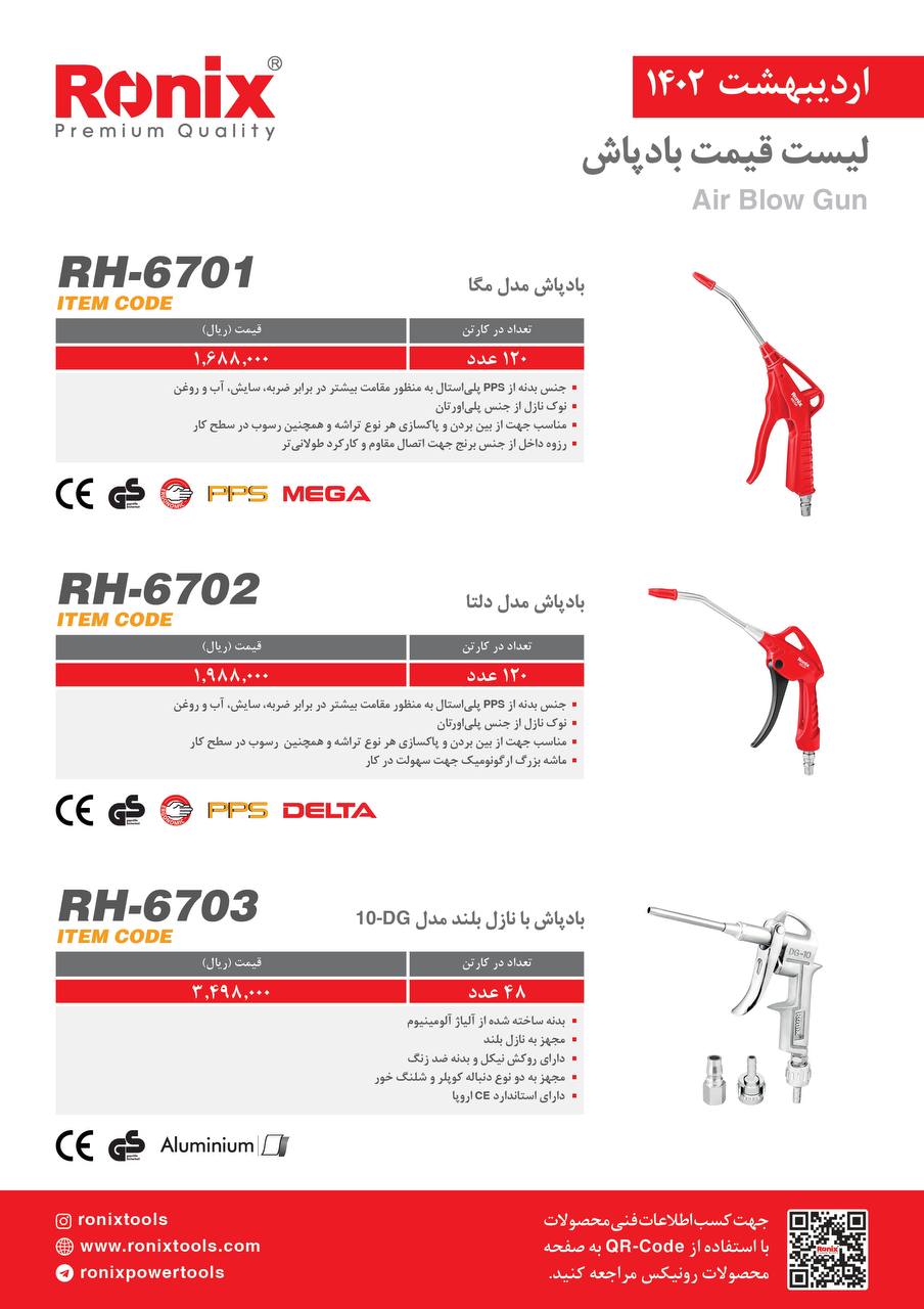 لیست قیمت اردیبهشت ماه ۱۴۰2 رونیکس 