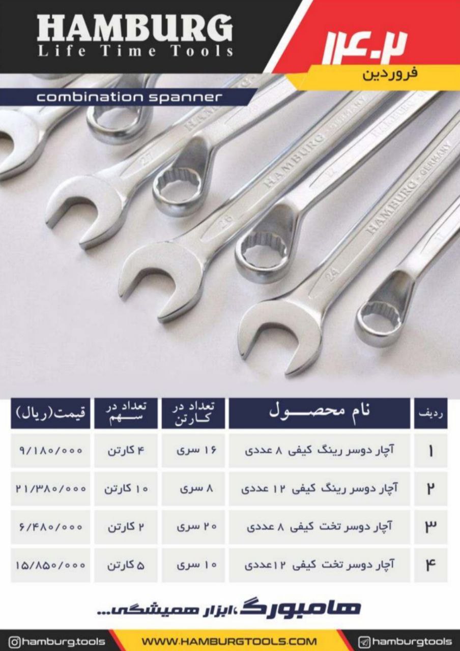 آچار دوسر رینگ کیفی 
