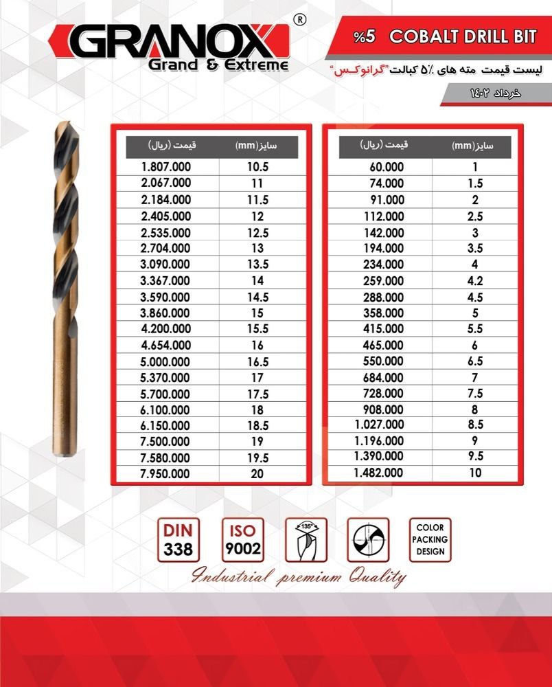 مته گرانوکس کبالت ۵ درصد اصلی کیفیت بالا 