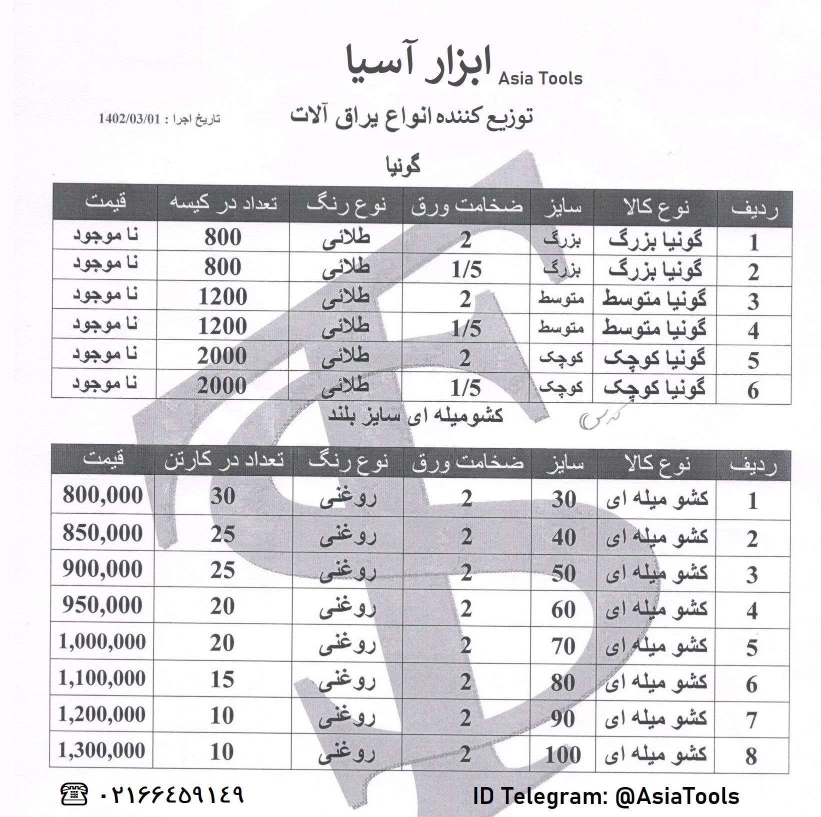 کشو میله ای و قفل و لولا