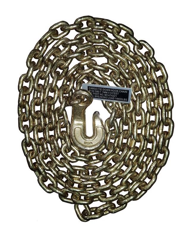 تهیه و توزیع انواع زنجیرها قلاب کج زنجیر یک سر قلاب کج سایز ۷ به طول ۳ متر تحمل بار ۳تن زنجیر یک سر 