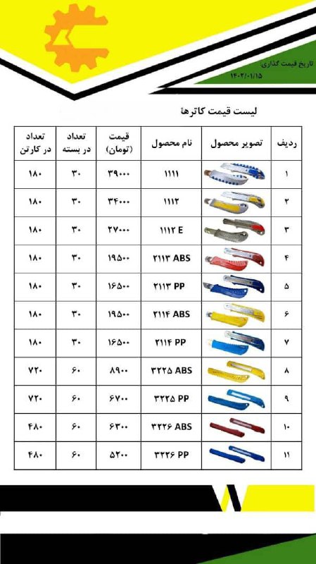 لیست قیمت کاترهای فلزی و پلاستیکی ایرانی با کیفیت بالا