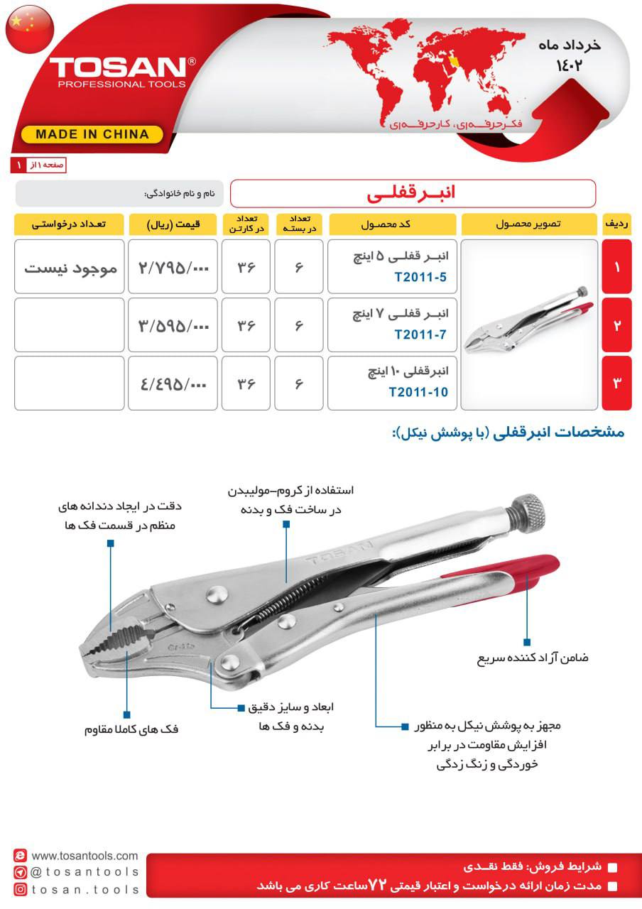 انبر قفلي توسن