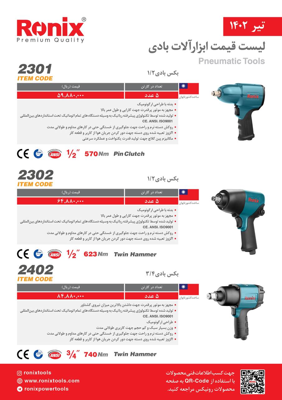 لیست قیمت تیر ماه ۱۴۰2 رونیکس 
