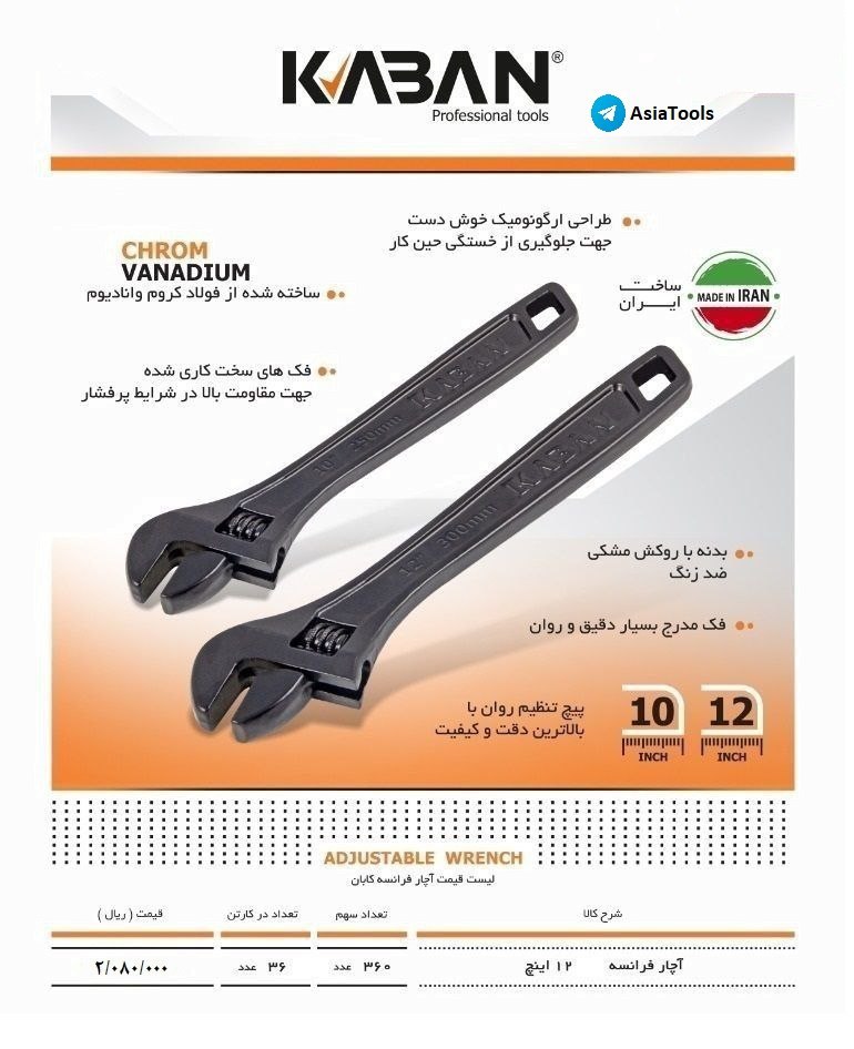رادمان ابزار آسیا" آچار فرانسه کابانKABAN 