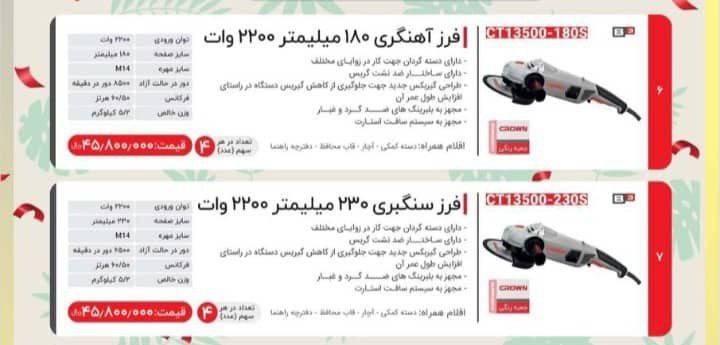 فرزاهنگری وسنگبری ۲۲۰۰ وات کرون