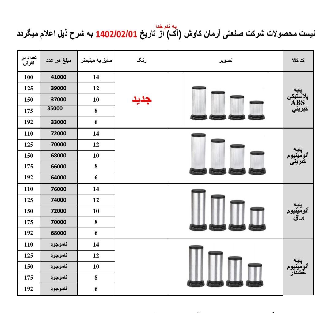 لیست قیمت پایه کابینت AK کیفیت عالی شامل درصد تخفیف عالی میدان حسن آباد کوچه شجاعی کوچه فتحعلی خانی 