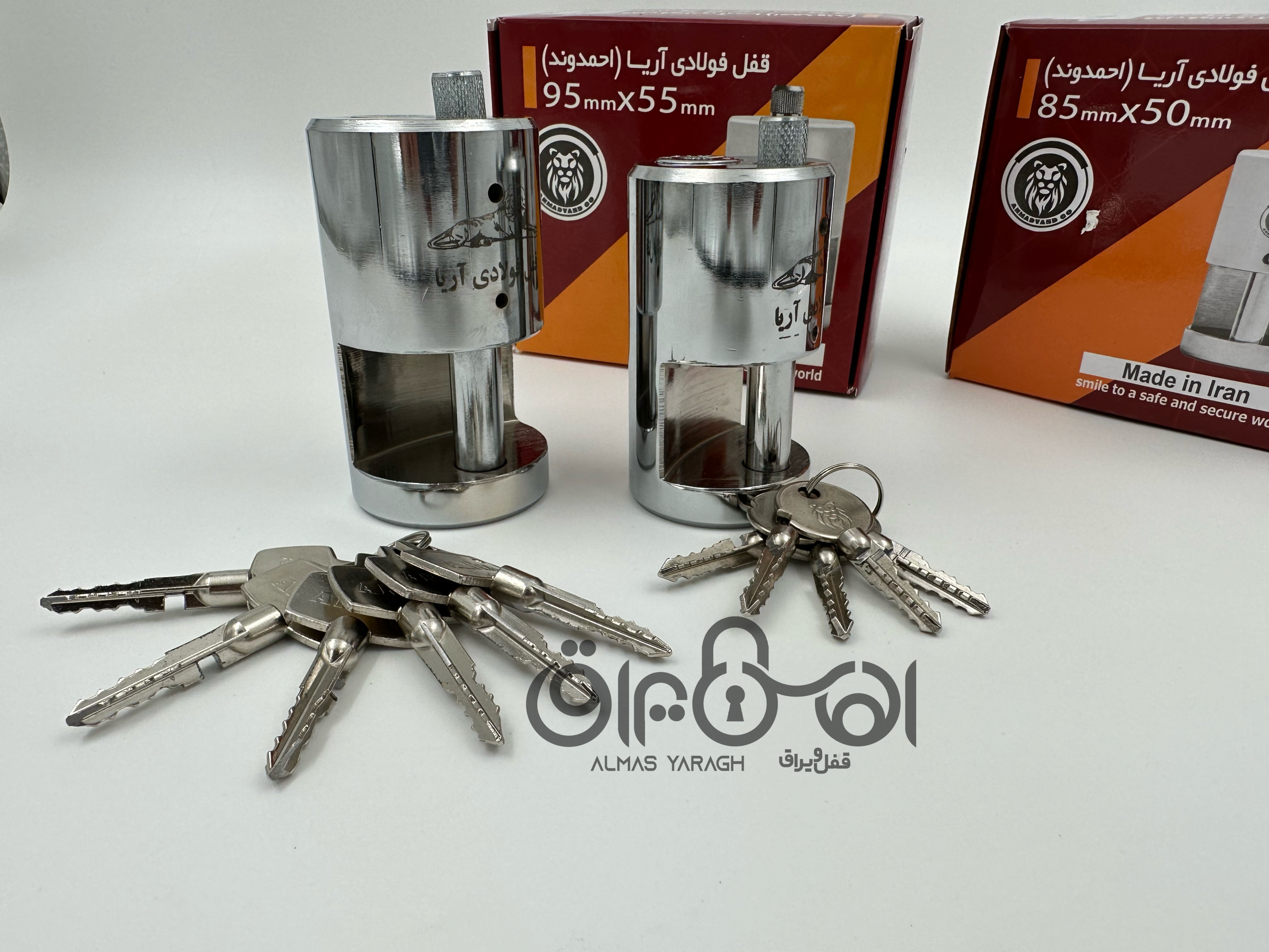 ⭐️قفل استوانه ای آریا⭐️ سایز ۷۵-۸۵-۹۵ کلید چهارپر-کلید پله ای،کلید ناودانی ضد برش،ضد اسید،ضد اهرم دا