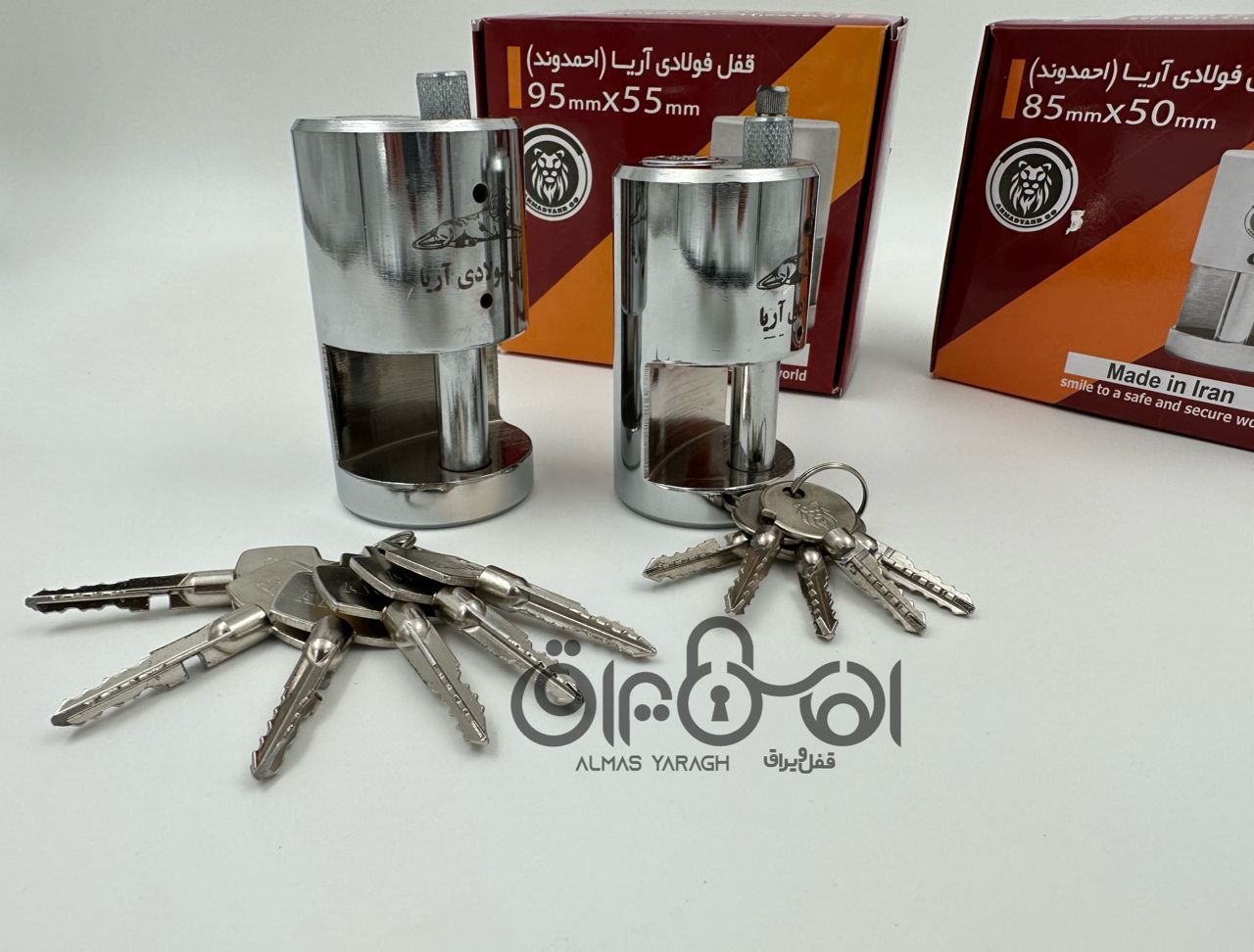 ⭐️قفل استوانه ای آریا⭐️ سایز ۷۵-۸۵-۹۵ کلید چهارپر-کلید پله ای،کلید ناودانی ضد برش،ضد اسید،ضد اهرم دا
