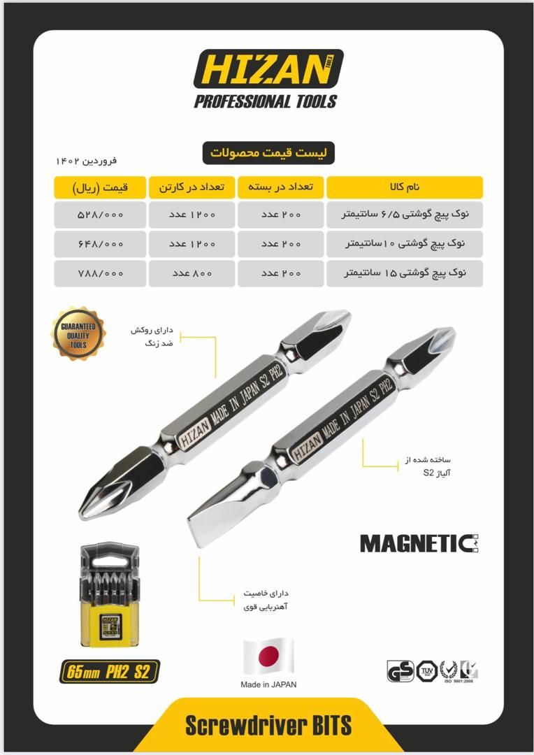 نوک پیچ گوشتی هیزان HIZAN پخش و فروش مستقیم % درصد تخفیف همکاری و نقدی خانم کمالی: 09203160331 دفتر: