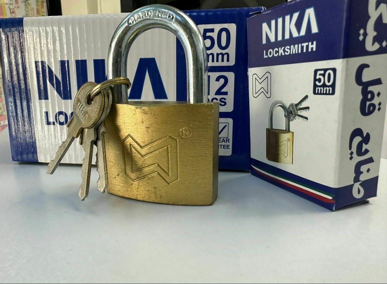 قفل آویز ۵۰ کلید ساده نیکا NIKA کارتن ۹۶ عدد