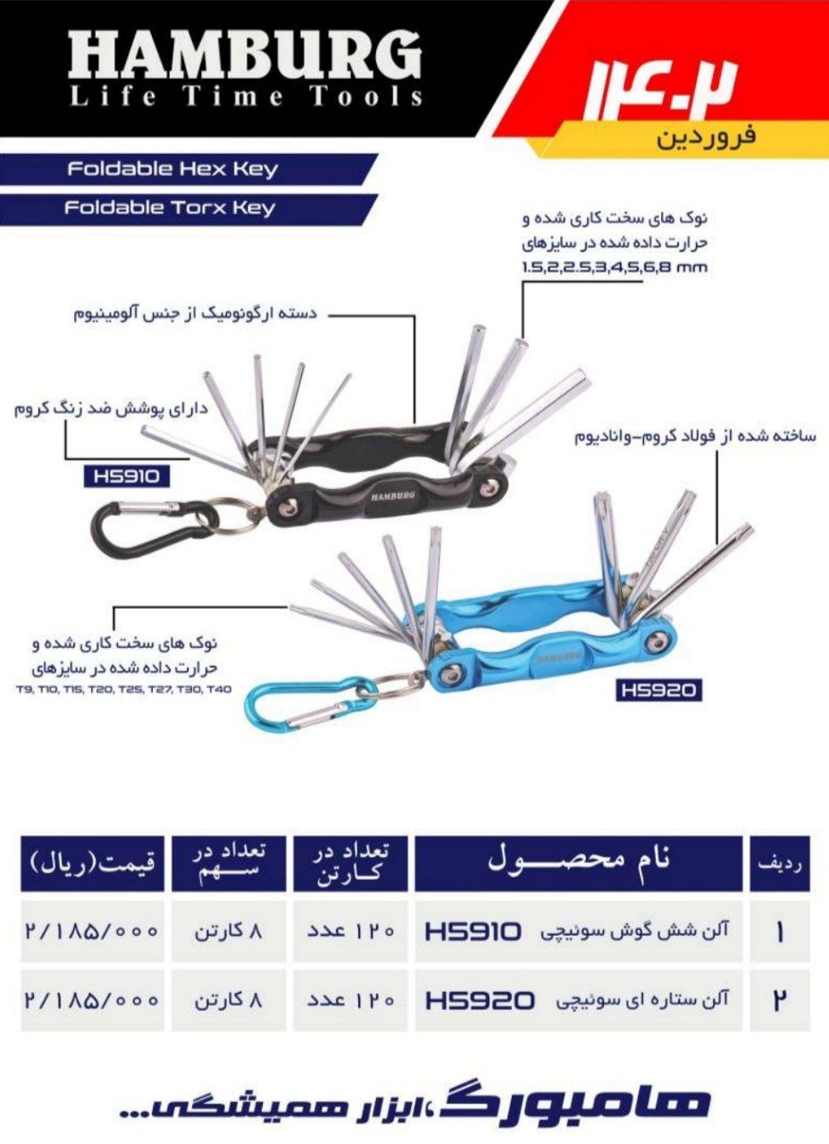 آچار آلن چاقویی سوئیچی هامبورگ