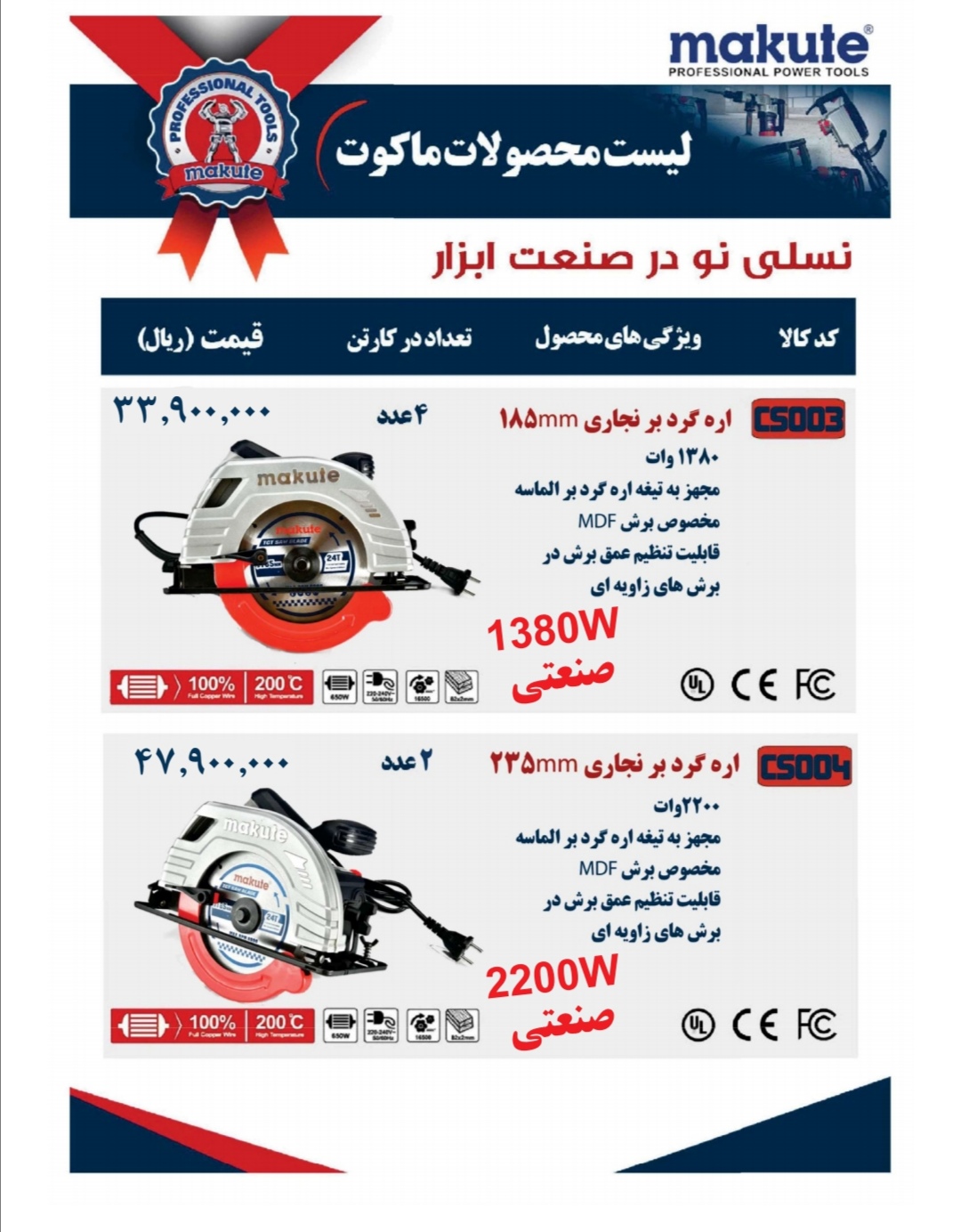 اره گردبر صنعتی Makute 