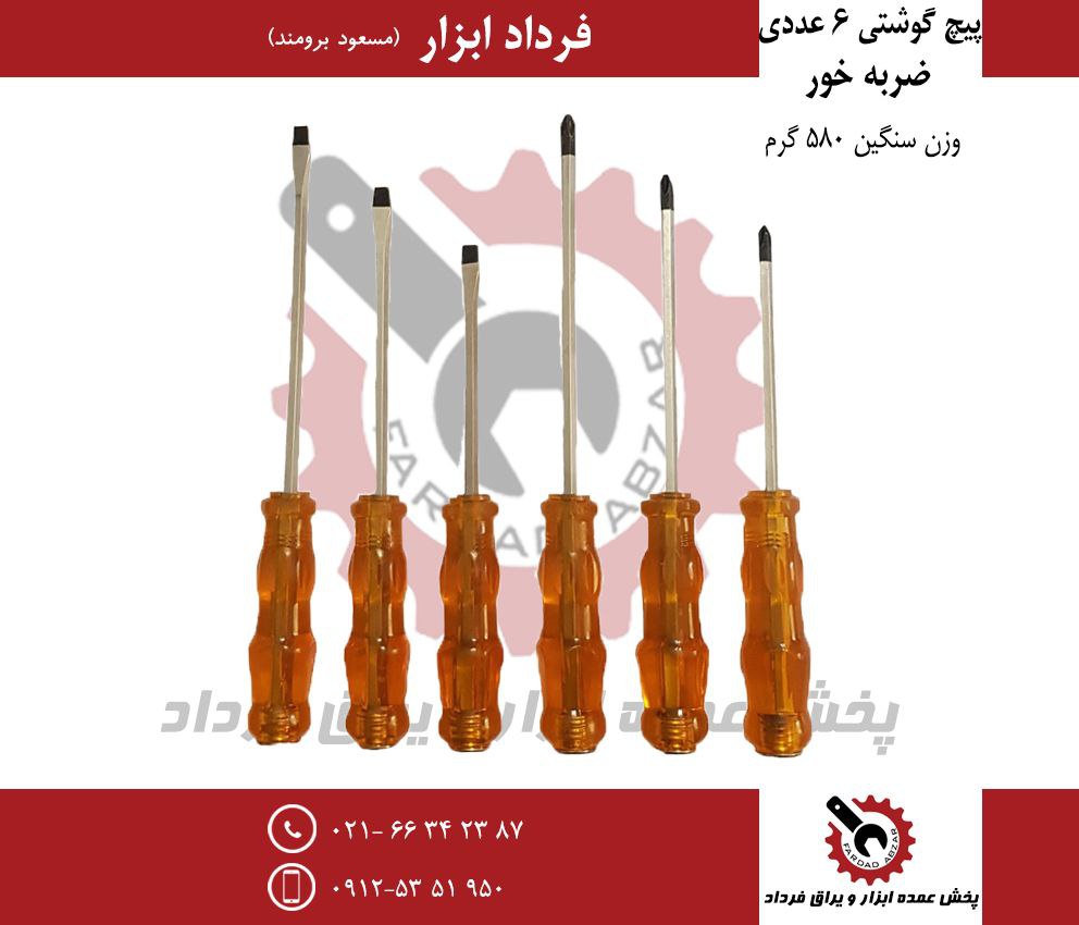 پیچ گوشتی ۶ عددی ضربه خور 