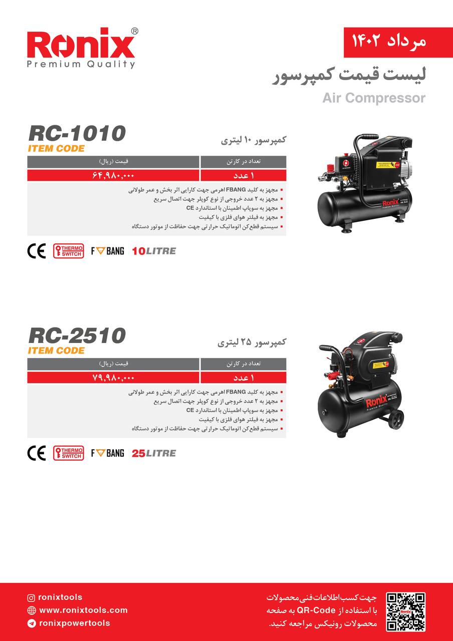 لیست قیمت مرداد ماه ۱۴۰2 رونیکس 