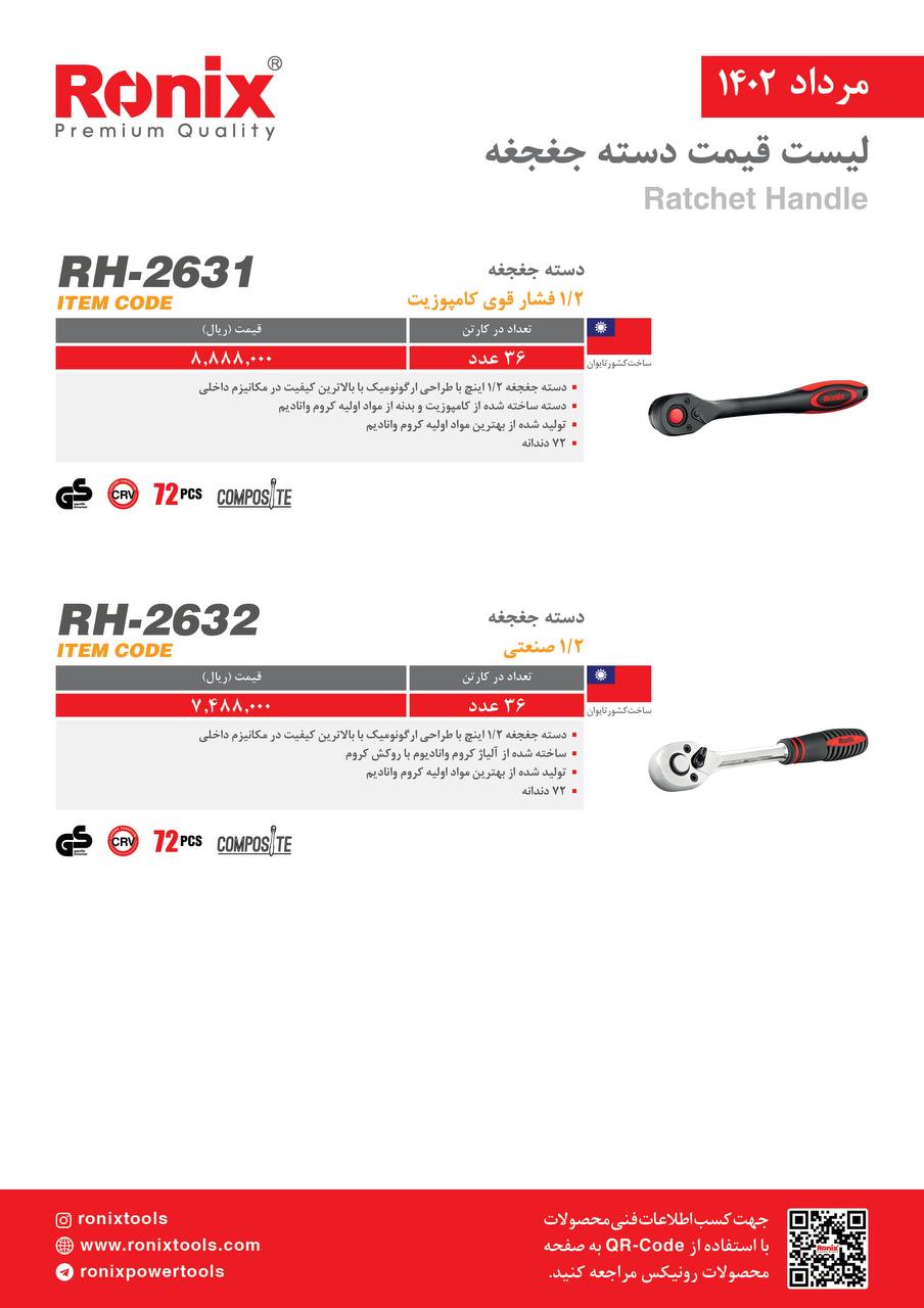 لیست قیمت مرداد ماه ۱۴۰2 رونیکس 