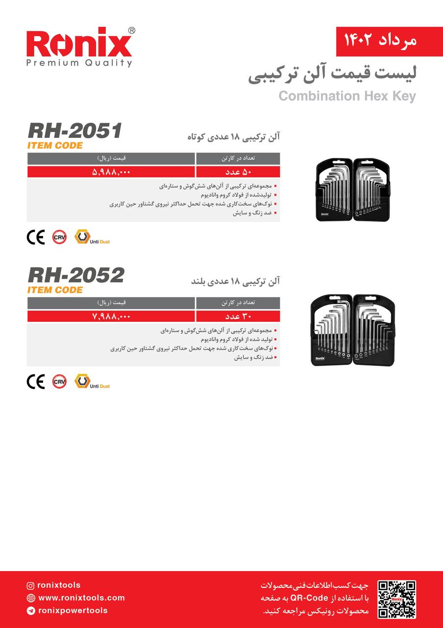 لیست قیمت مرداد ماه ۱۴۰2 رونیکس 