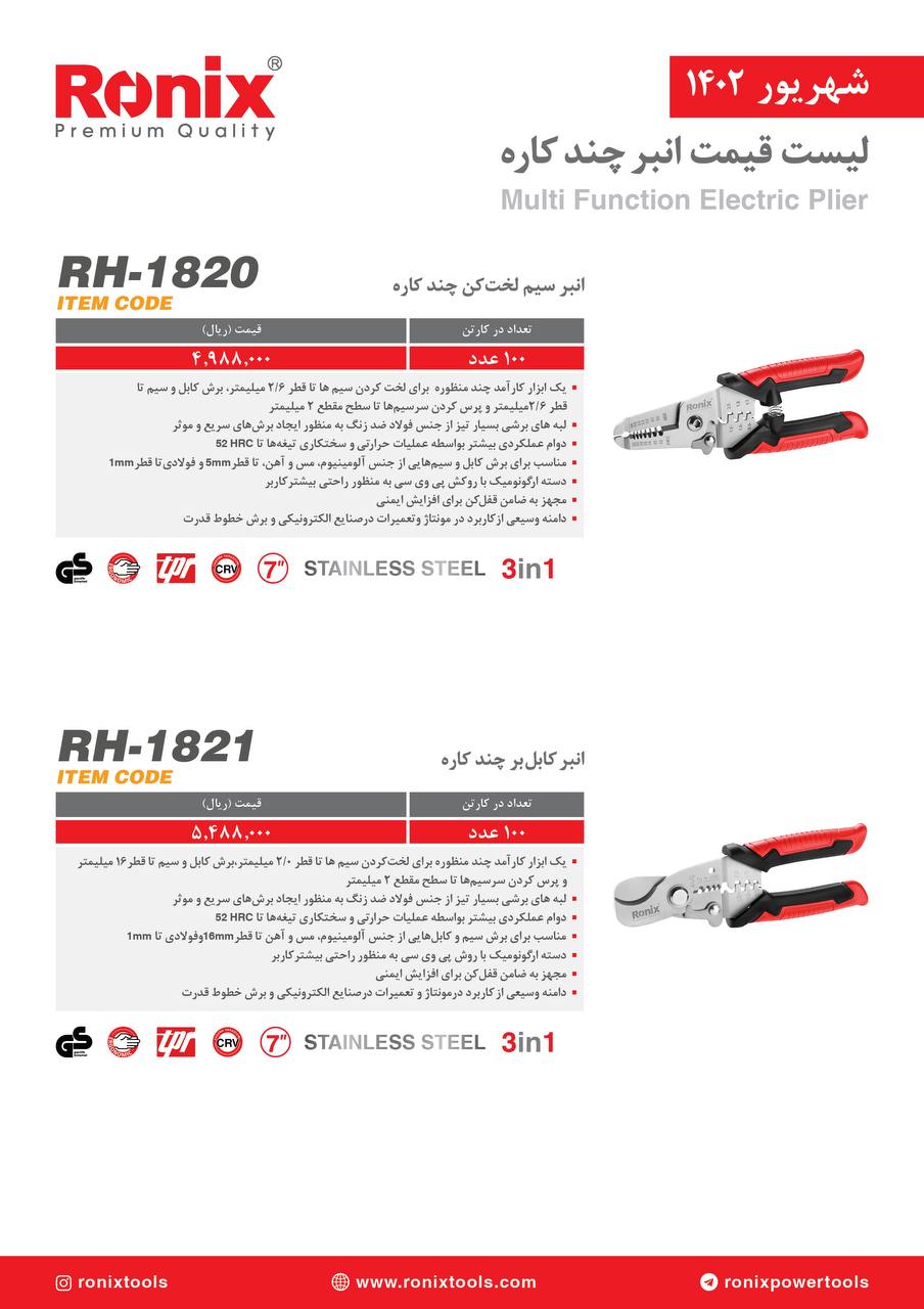 لیست قیمت شهریور ماه ۱۴۰2 رونیکس 