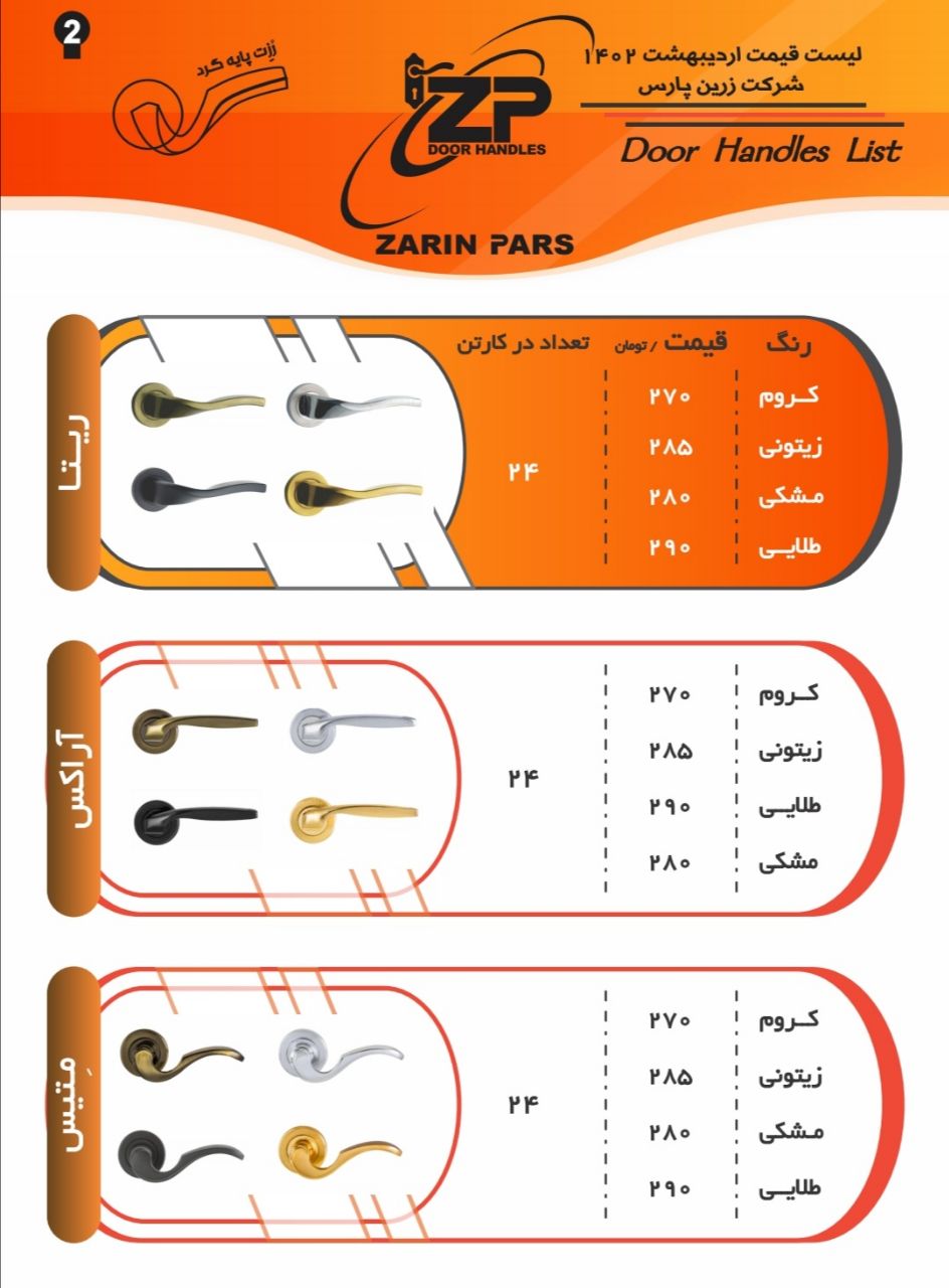  دستگیره های رزت پایه گرد زرین پارس