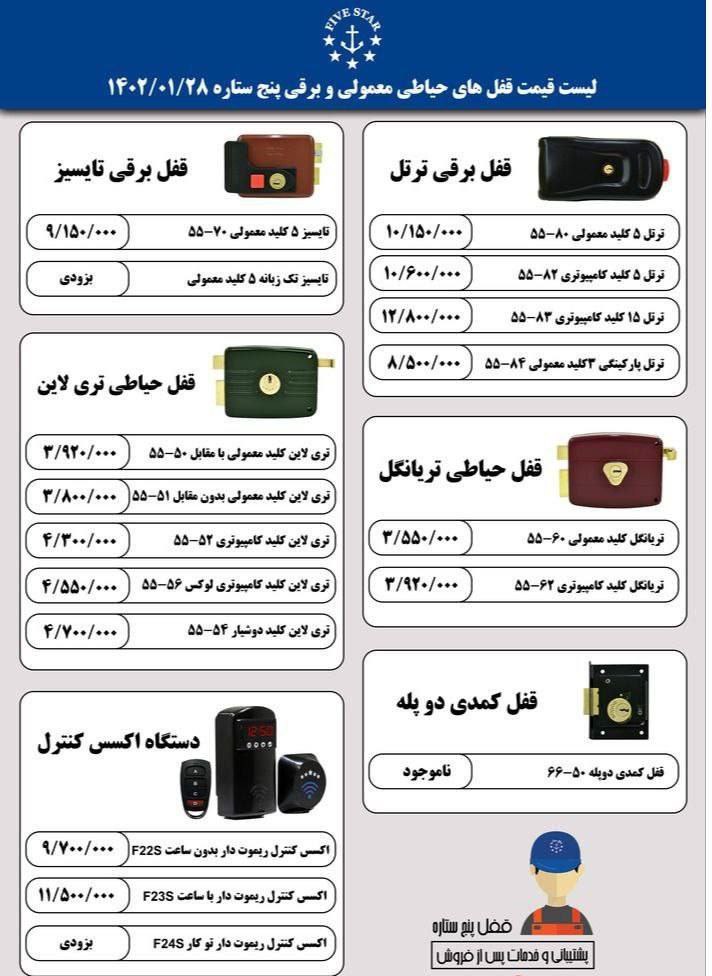 لیست قیمت پنج ستاره- 1402.