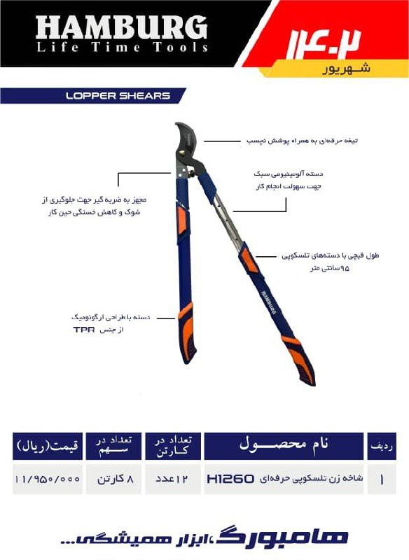 شاخه زن دسته تلسکوپی هامبورگ مدل H1260