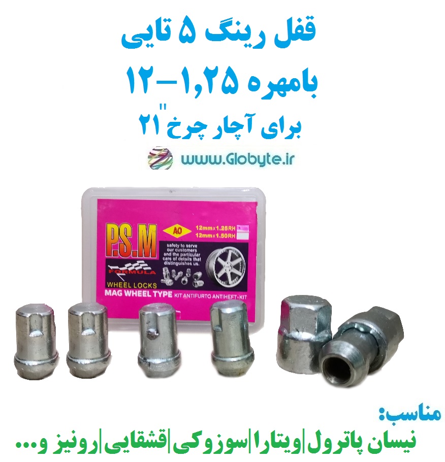 قفل رینگ ۵ تایی بامهره ۱.۲۵-۱۲ برای آچار چرخ ۲۱ پی اس ام