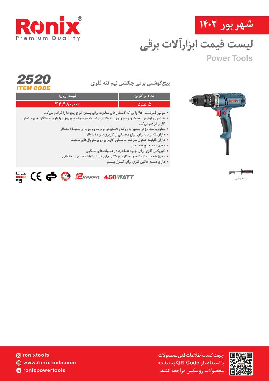لیست قیمت شهریور ماه ۱۴۰2 رونیکس 
