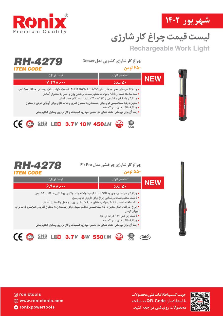 لیست قیمت شهریور ماه ۱۴۰2 رونیکس 