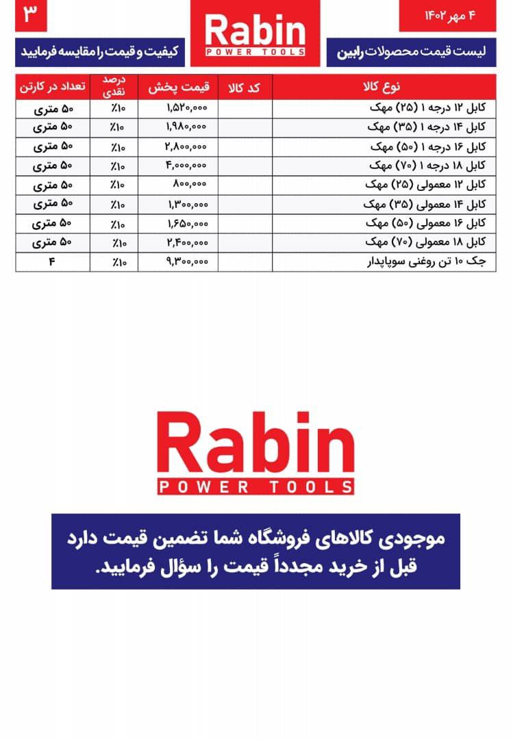 لیست قیمت کابل مهک