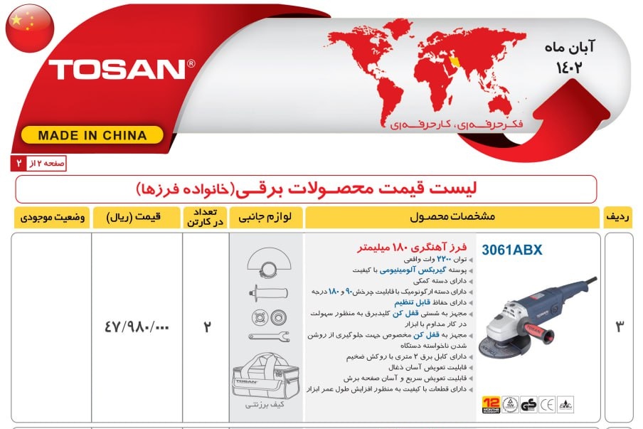 فرز آهنگری 180 میلیمتر توسن