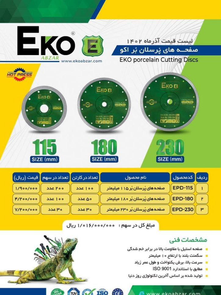صفحه های پرسلان بر اکو رسید 