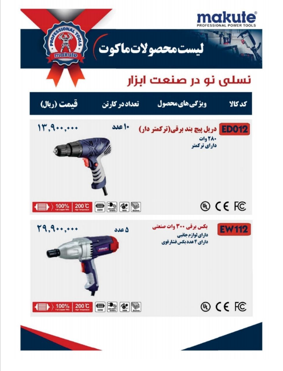  پیچ بند برقی و بکس برقی makute (ماکوت)