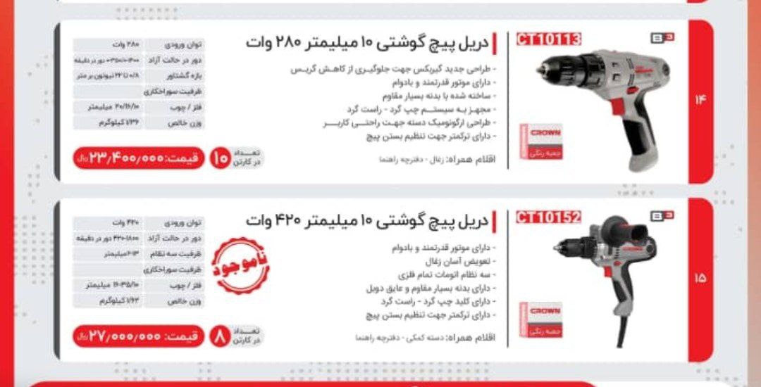 پیچگوشتی برقی ۲۸۰وات ۱۰۱۳ کرون 
